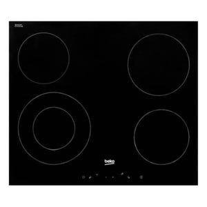 Beko Plaque de cuisson vitrocéramique avec 4 feux + double zone, 6800 W fonction d'arrêt automatique 58x81cm, Noir (HIC64401)