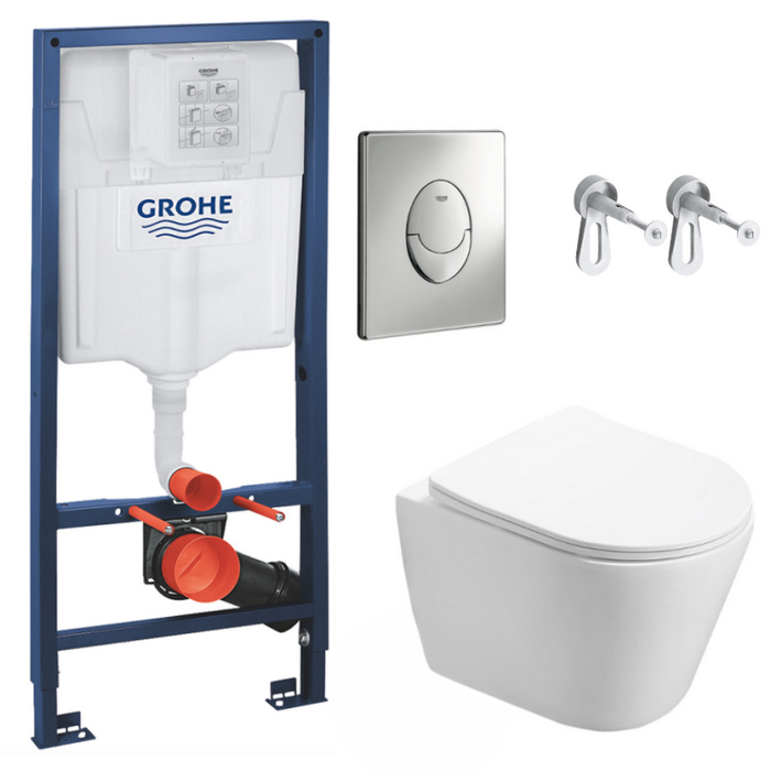Grohe Pack WC Bâti-support + WC Swiss Aqua Technologies Infinitio sans bride fixation invisible + Plaque chrome RapidSL-Infinitio-2