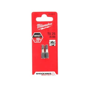 2 Embouts Torx Milwaukee TX25 25mm SHOCKWAVE 4932430879