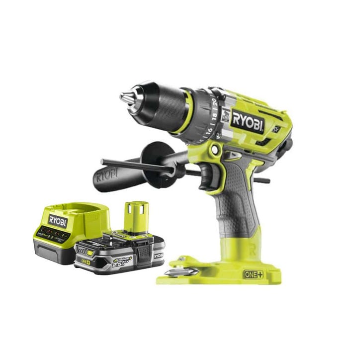 Pack RYOBI Perceuse-visseuse à percussion Brushless One+ R18PD7-0 - 1 Batterie 2.5Ah - 1 Chargeur rapide RC18120-125
