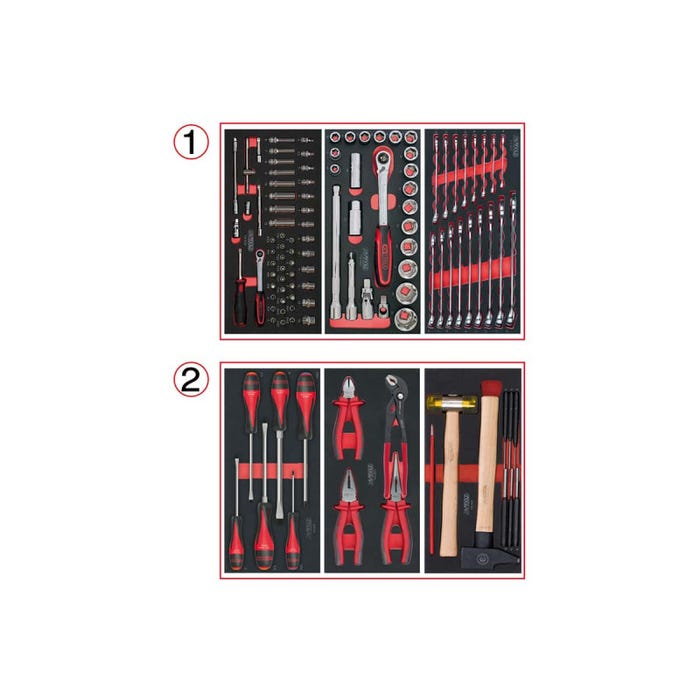 Composition d'outils KS TOOLS - Pour servante - 2 tiroirs - 114 pcs - 714.0114