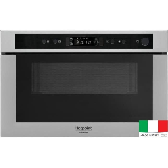 Micro-ondes combiné encastrable inox anti-trace - 22L - 750 W - HOTPOINT