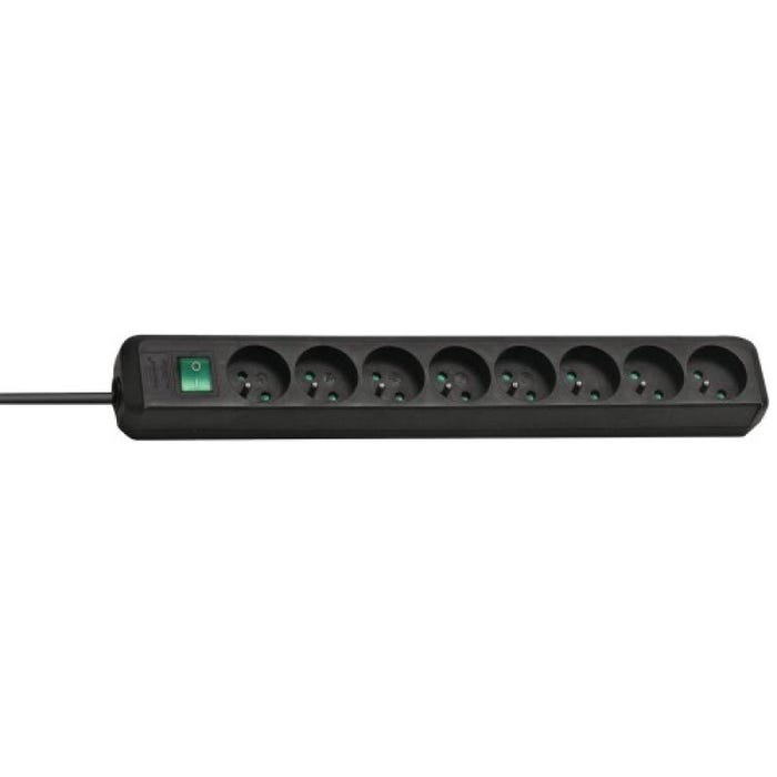 Prolongateur multiprise Eco-Line avec interrupteur 8 prises cordon de 3 mètres noir