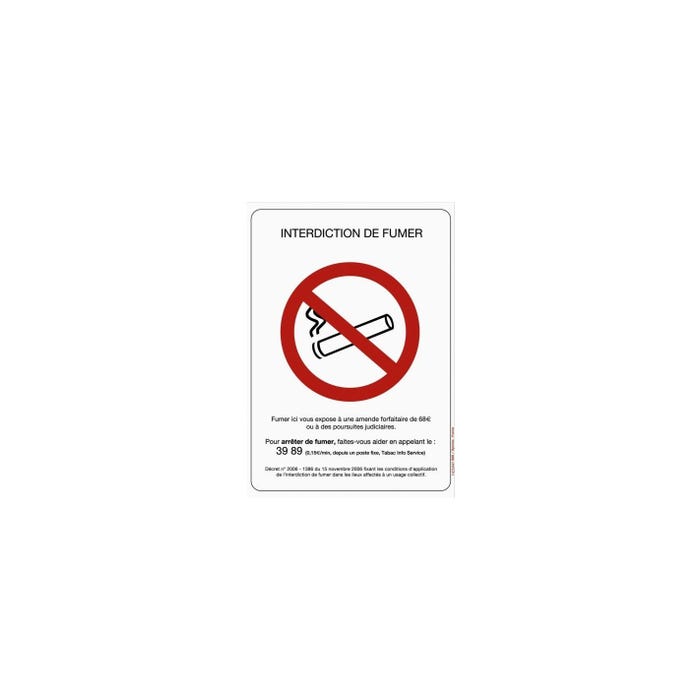 Panneau 210x297 Mm Rigide Interdiction De Fumer Et De Vapoter