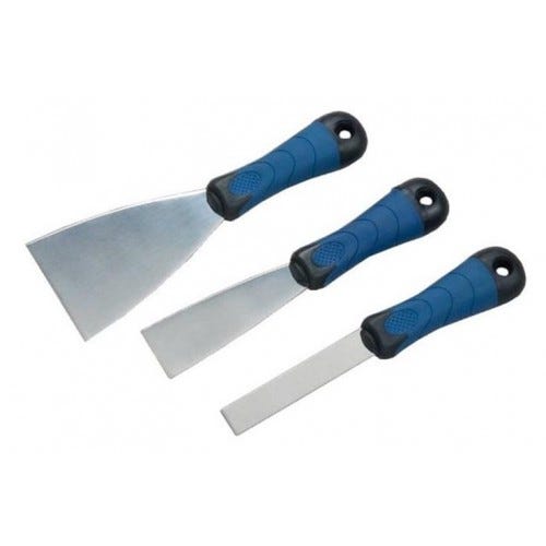 Lot 3 couteau inox à reboucher 20 - 40 - 80 mm manche bi matière L'OUTIL PARFAIT