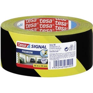 Bande adhésive de marquage tesa® SIGNAL tesa 58130-00000-01 jaune, noir (L x l) 66 m x 50 mm caoutchouc 1 pc(s)