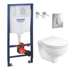 Grohe Pack WC bâti-support Rapid SL + Cuvette KOLO Rekord + Abattant + Plaque chrome (RapidSL-KOLO-2)