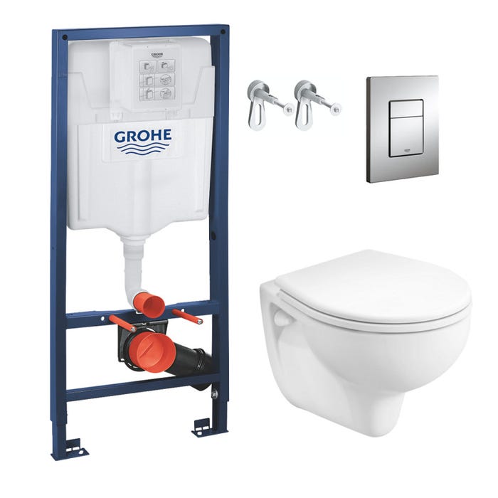 Grohe Pack WC bâti-support Rapid SL + Cuvette KOLO Rekord + Abattant + Plaque chrome (RapidSL-KOLO-1)