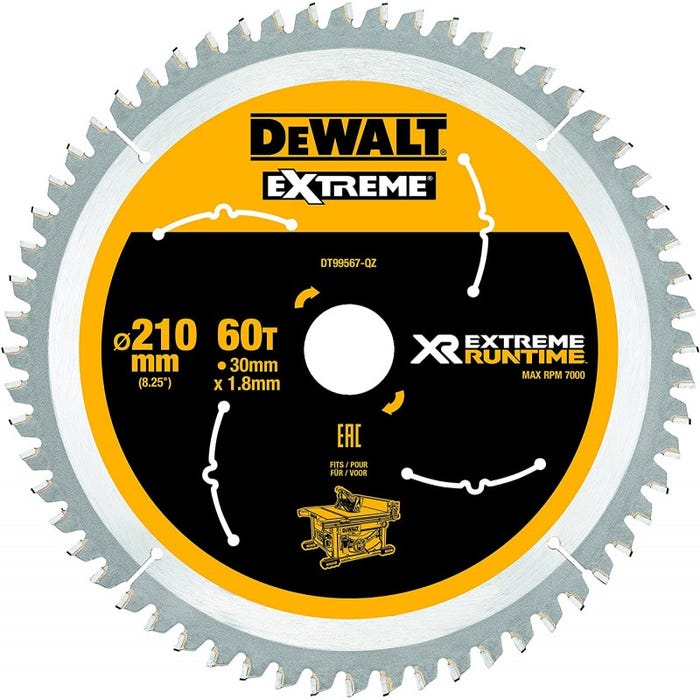 Dewalt DT99567-QZ Lame de scie circulaire stationnaire XR Runtime 210x30mm 60 dents