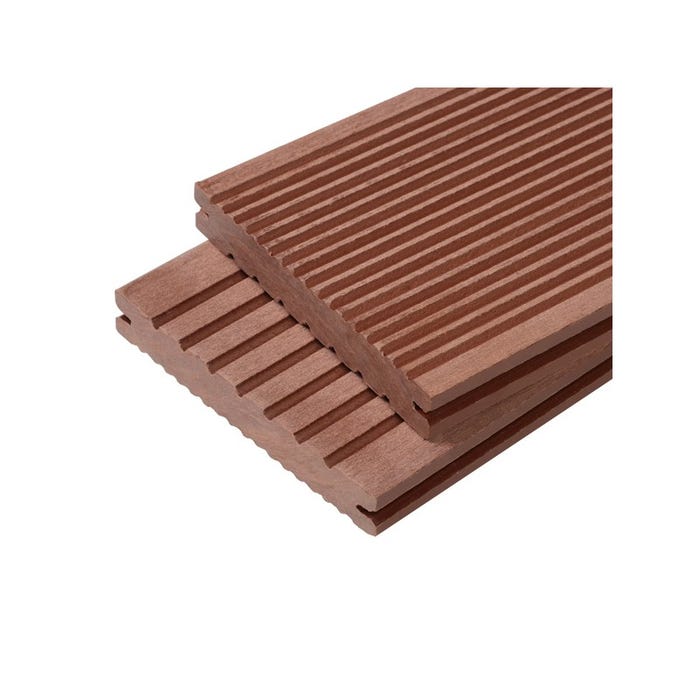 1 Lame terrasse bois composite plein Maxima - Brun Rouge, L : 360 cm, l : 14 cm, E : 22mm