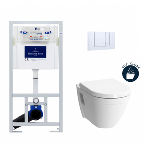 Villeroy & Boch Pack WC bâti-support + Cuvette Vitra S50 + Abattant softclose + Plaque chrome (ViConnectS50-1)