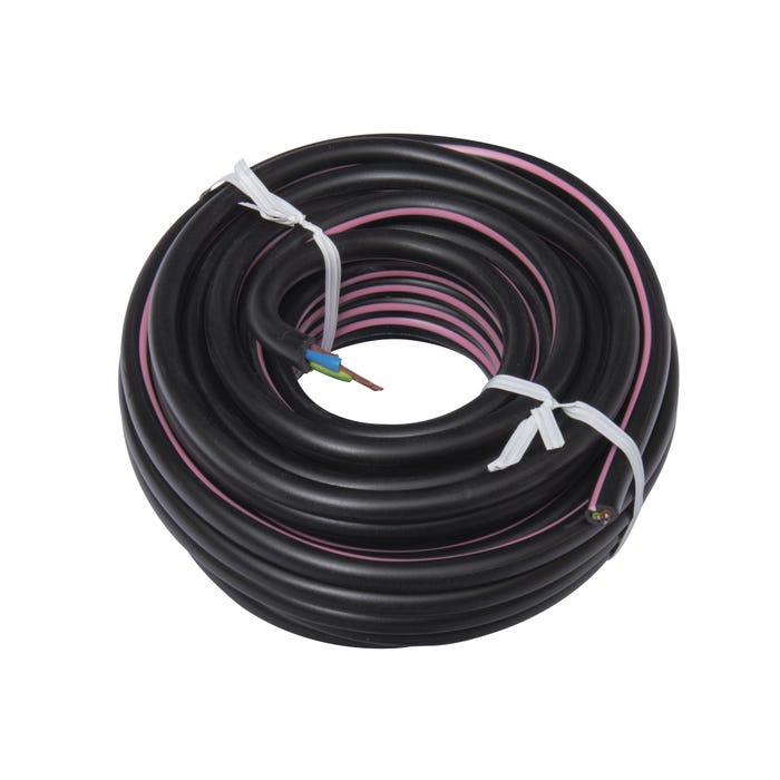 Câble d'alimentation électrique U1000R2V 3G1,5 Noir - 10m