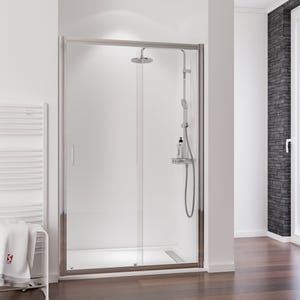 Schulte porte de douche coulissante, 120 x 200 cm, verre transparent, profilé aspect chromé