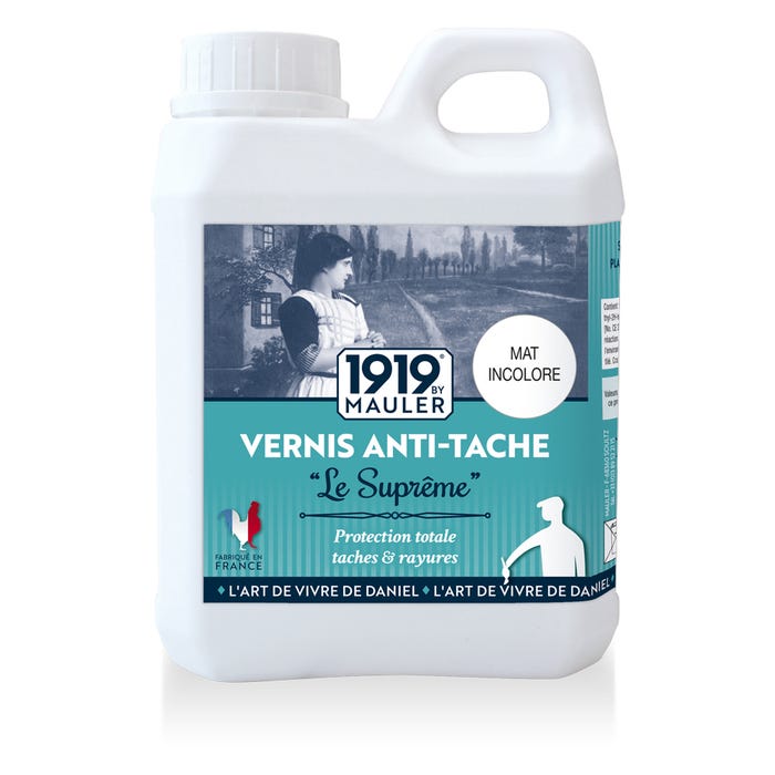Vernis Bois incolore mat 2,5L PV Contact Alimentaire, Anti-tache "le Suprême": Protection Extrême, Qualité Professionnelle, Ecolabel