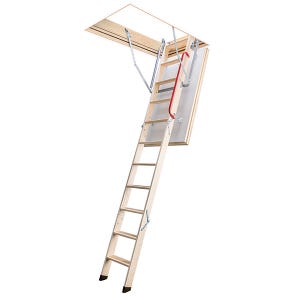 Escalier escamotable bois - Hauteur sous plafond 2.80m - Trémie 70x120cm - LWZ70120-2