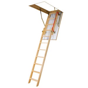 Escalier escamotable bois - Hauteur sous plafond 2.80m - Trémie 60x120cm - LDK60120/280