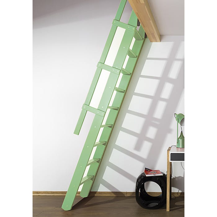 Escalier de meunier: 55cm de large - Hauteur à franchir 3m - Couleur : Vert Pastel (RAL 6019) - MSP/R6019