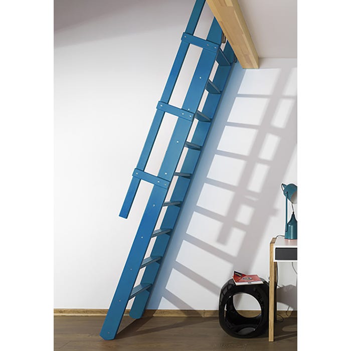 Escalier de meunier: 55cm de large - Hauteur à franchir 3m - Couleur : Bleu Clair (RAL 5012) - MSP/R5012