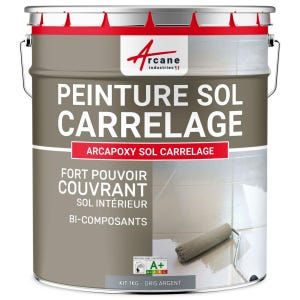 Peinture Résine Sol Carrelage - ARCAPOXY SOL CARRELAGE - 1 kg (jusqu'à 5 m² en 2 couches) - Gris Argent - RAL 7001 - ARCANE INDUSTRIES
