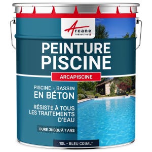 Peinture Piscine Béton - 12 Couleurs - Haute Resistance 7 Ans - Arcapiscine Bleu Cobalt - Ral 5013 - 10 L