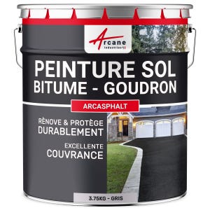 Peinture Bitume, Goudron, Enrobé - ARCASPHALT - 3.75 kg (jusqu a 7.5 m² en 2 couches) - Gris - ARCANE INDUSTRIES
