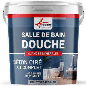 Kit Béton Ciré - Murs Salle De Bains Douche Italienne - Titane Gris Clair - 10 M² (en 2 Couches) - Arcane Industries