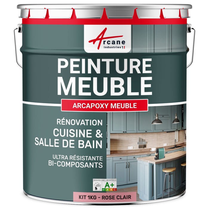 Peinture Meuble Cuisine, Salle de Bain - Résine ARCAPOXY MEUBLE - 1 kg (jusqu'à 12 m² en 2 couches) - Rose Clair - RAL 3015 - ARCANE INDUSTRIES