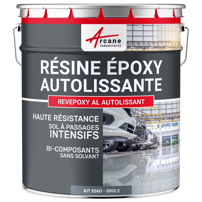 Résine Epoxy Autolissante Sols - Revepoxy Al Gris 2 - Ral 7046 - 25 Kg - Arcane Industries