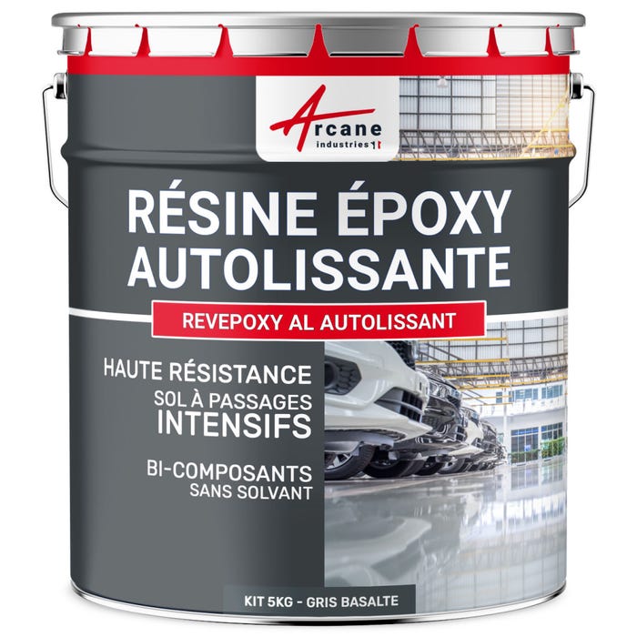 Résine Epoxy Autolissante Sols - Revepoxy Al Gris Basalte - Ral 7012 - 5 Kg - Arcane Industries