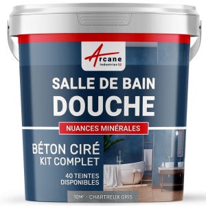 Kit Béton Ciré - Murs Salle De Bains Douche Italienne Chartreux - Gris - 10 M² (en 2 Couches) - Arcane Industries