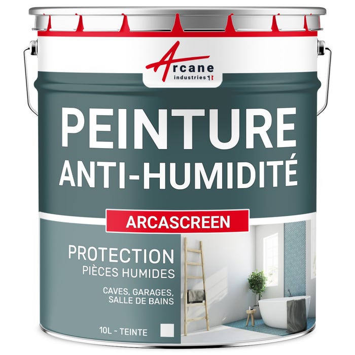 Peinture Anti Humidité Mur Humide Salle De Bain - Arcascreen - 10 L (jusqu'à 40 M²) - Arcane Industries