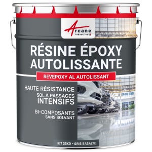 Résine Epoxy Autolissante Sols - Revepoxy Al Gris Basalte - Ral 7012 - 25 Kg - Arcane Industries