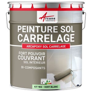 Peinture Résine Sol Carrelage - ARCAPOXY SOL CARRELAGE - 1 kg (jusqu'à 5 m² en 2 couches) - Vert Blanc - RAL 6019 - ARCANE INDUSTRIES