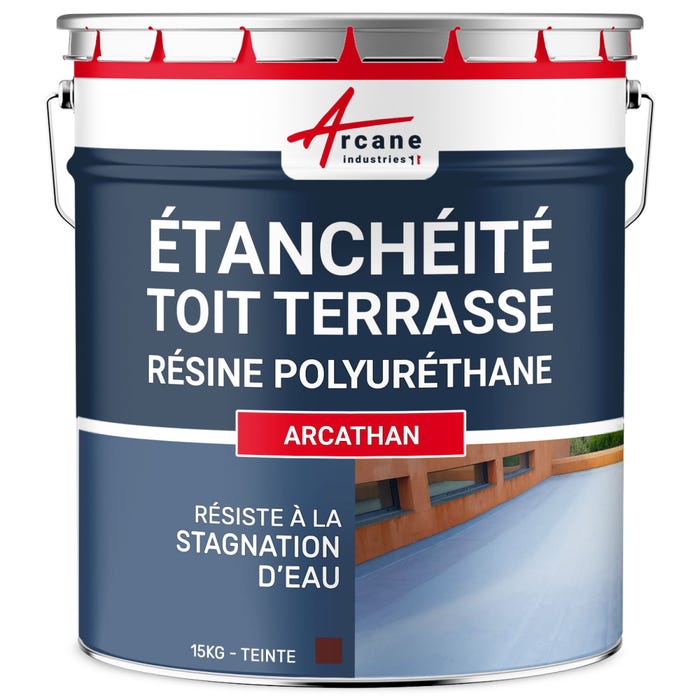 ETANCHEITE TOITURE TERRASSE PLATE - résine Pu Haute Performance - ARCATHAN Rouge Brique - 15 kgARCANE INDUSTRIES
