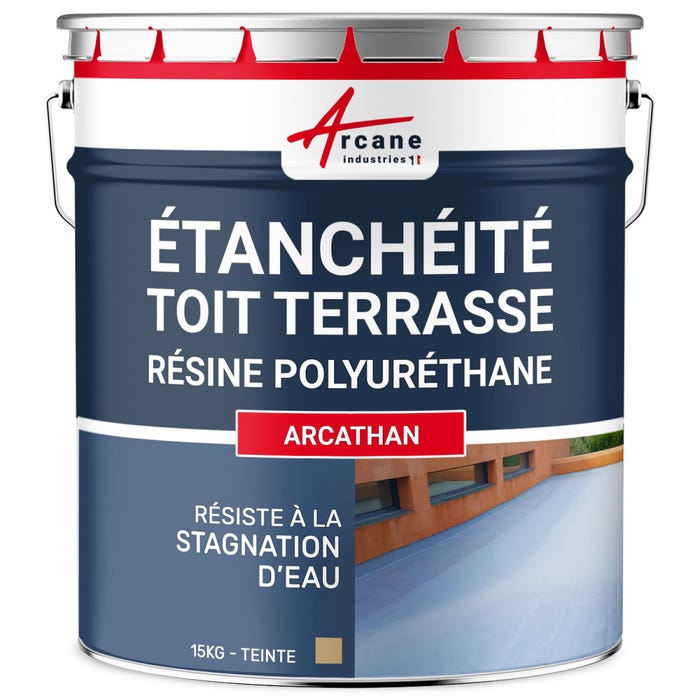 ETANCHEITE TOITURE TERRASSE PLATE - résine Pu Haute Performance - ARCATHAN Beige - RAL 1001 - 15 kgARCANE INDUSTRIES