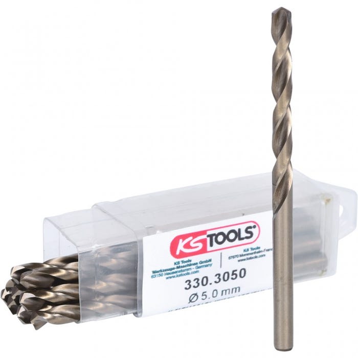 KS TOOLS 330.3050 Lot de 10 forets HSS-CO au cobalt 5mm
