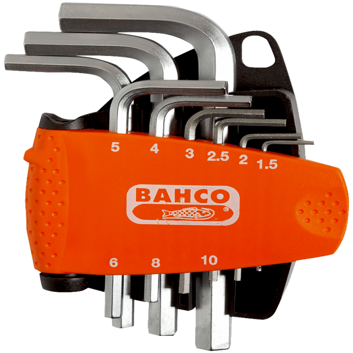 Jeu de 9 clés mâles 6 pans 1,5 à 10 mm finition nickelée et support compact en deux parties BE-9878 Bahco