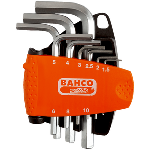 Jeu de 9 clés mâles 6 pans 1,5 à 10 mm finition nickelée et support compact en deux parties BE-9878 Bahco
