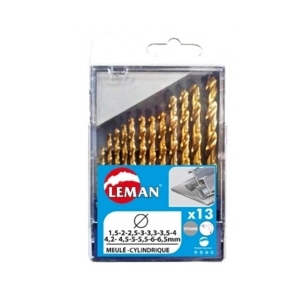 Coffret 13 Forets Metal Titane Diam1.5 à 6.5mm Leman
