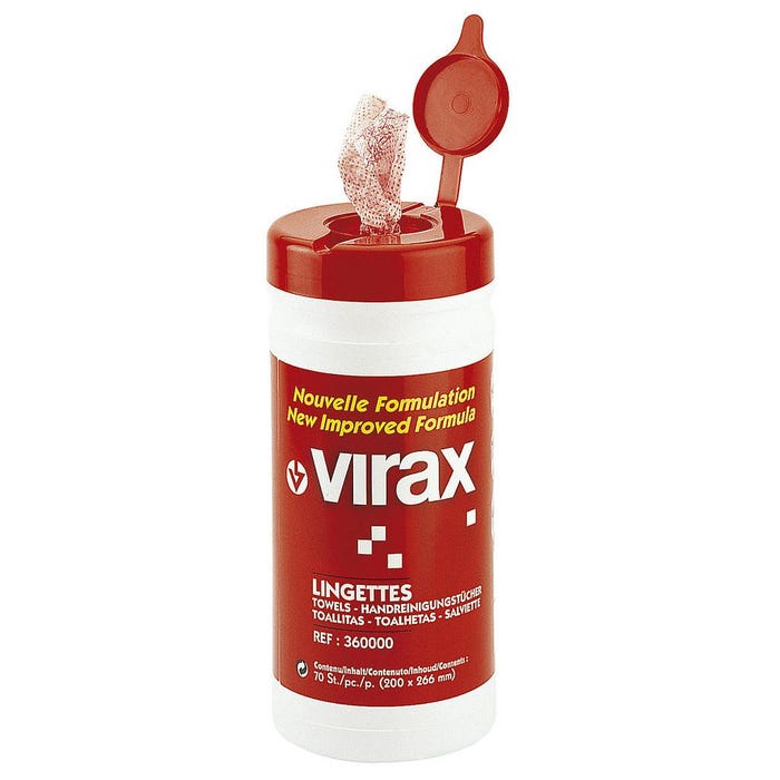 Pot de 70 lingettes nettoyantes pour mains odeur citron Virax
