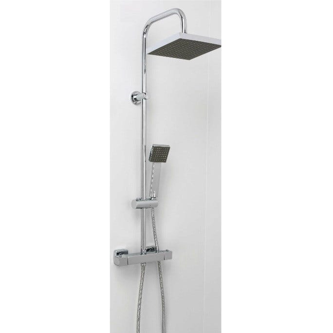 Ondée - Colonne de douche avec mitigeur thermostatique tête carrée extra plate monofonction - CELO Ayor