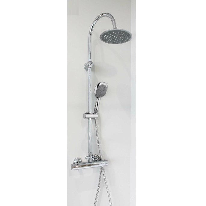 Ondée - Colonne de douche sans mitigeur tête ronde plate 3 fonctions - ZEKI Ayor