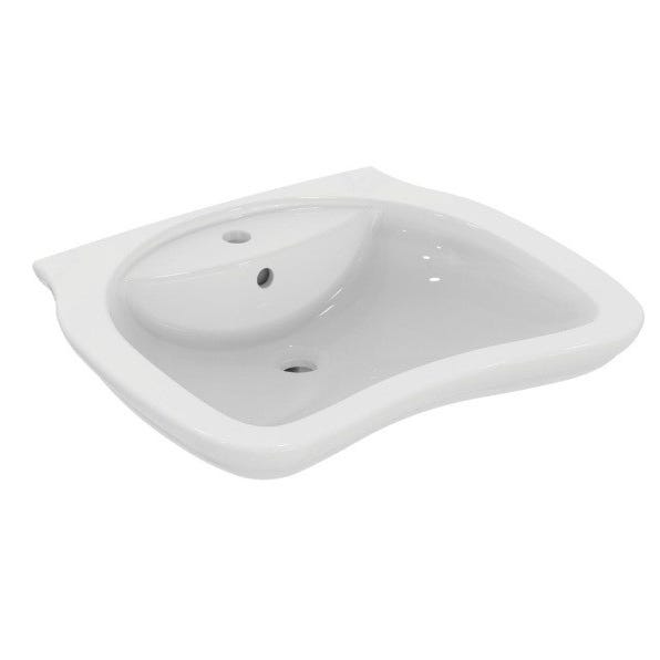 Lavabo PMR MATURA 2 ergonomique 65x55 cm sans trop-plein blanc Porcher