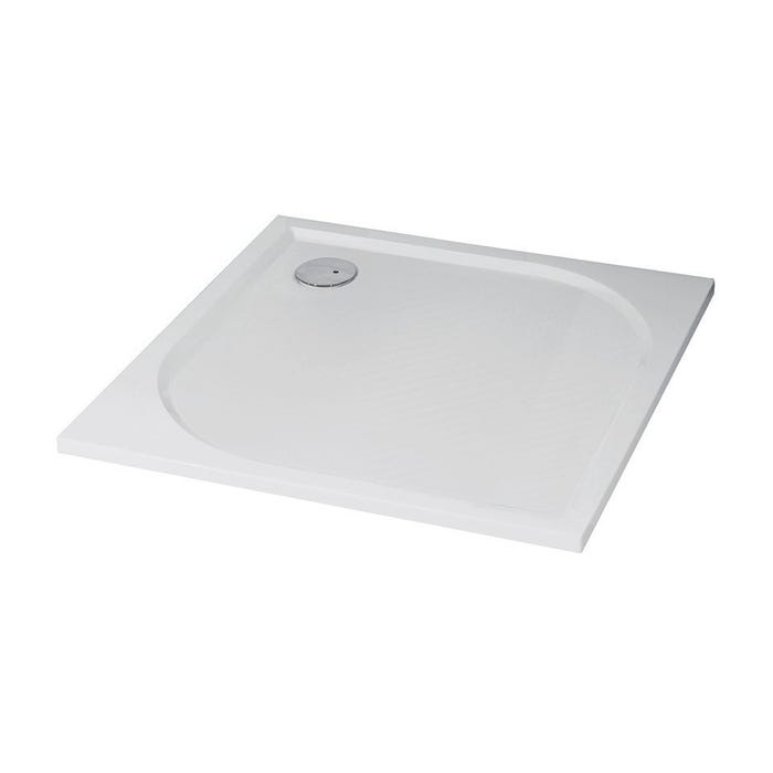 Ondée - Receveur de douche carré 80 x 80 cm en béton de synthèse extra-plat coloris blanc - HESTIA Ayor