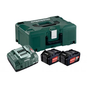 Pack énergie 18v metabo - pack 2 batteries 18 volts + chargeur rapide 2 x 5,2 ah li-power, asc 145, coffret metaloc - 685065000