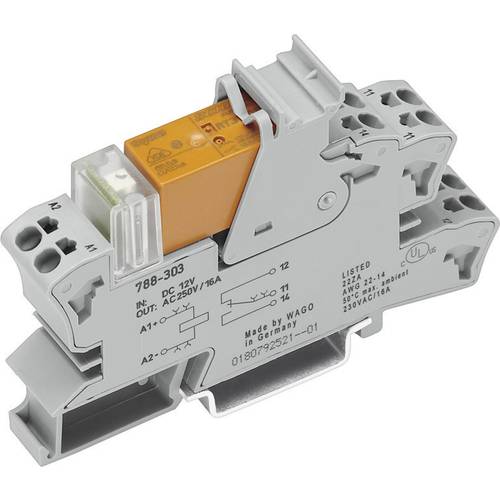 WAGO 788-304 Module relais Tension nominale: 24 V/DC Courant de commutation (max.): 16 A 1 inverseur (RT) 1 pc(s)