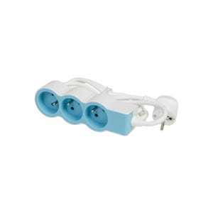 Rallonge 3 x 2P+T Cordon 1,5m 3G 1mm² Blanc/Bleu LEGRAND