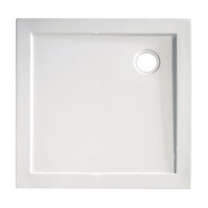 Receveur de douche à poser carré lisse 90 x 90 cm en acrylique blanc LARY Ondée