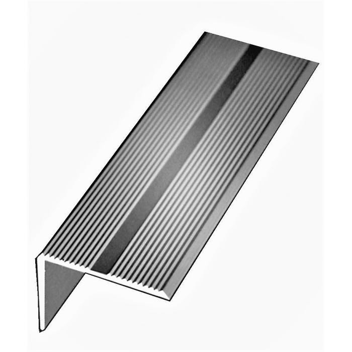 Nez de Marche Escalier KLOSE aluminium anodisé argent 42 mm x 22 mm - 1 Mètre 25