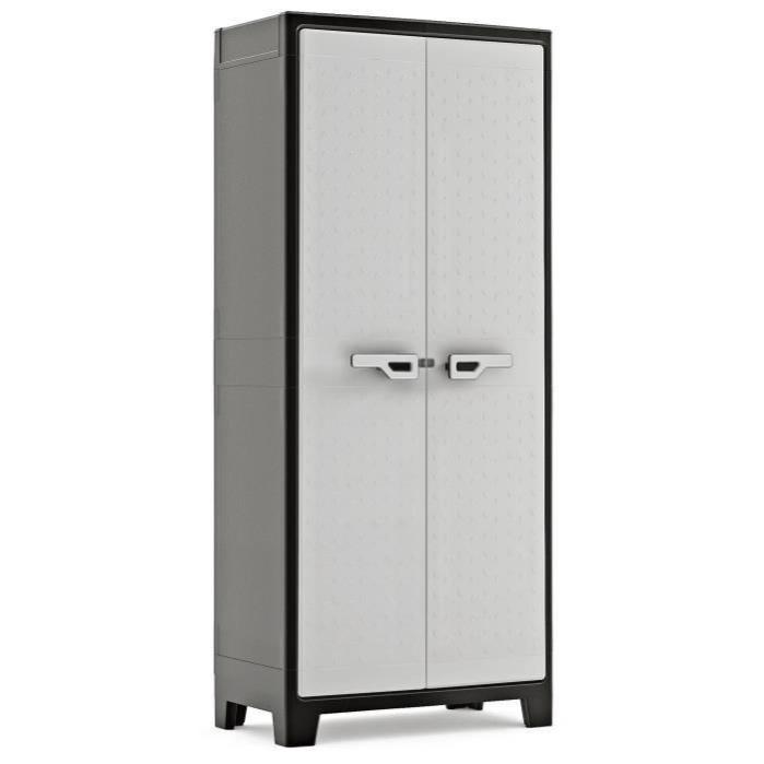 KETER Armoire Haute Utilitaire TITAN Noir et Gris 80 x 44 x 182 cm